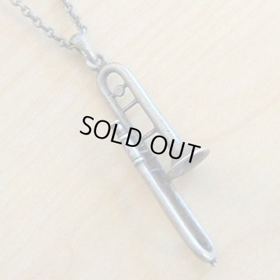 画像1: ペンダント　トロンボーン　アンティークシルバー　◇ゆうパケット発送可