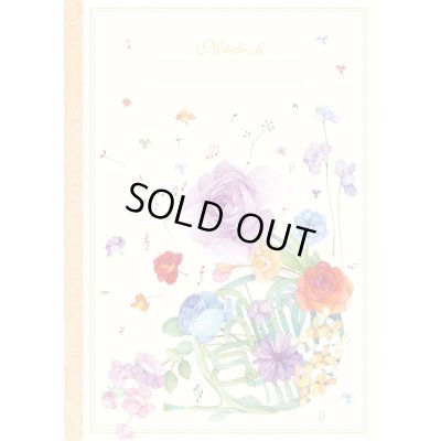 画像1: A5ノート　花とホルン　※在庫限り　※ご購入1個につき15ポイント付与(会員登録要)　◇ゆうパケット発送可