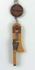 手作りの木製ストラップ　トロンボーン　◇ゆうパケット発送可