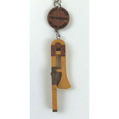 画像1: 手作りの木製ストラップ トロンボーン ◇ゆうパケット発送可