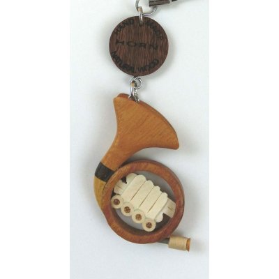 画像1: 手作りの木製ストラップ ホルン ◇ゆうパケット発送可