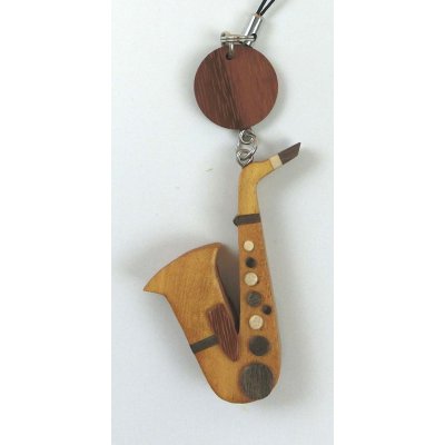 画像2: 手作りの木製ストラップ サックス ◇ゆうパケット発送可