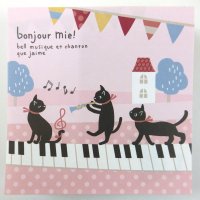 黒猫ミィー　ブロックメモ　ピアノ鍵盤　※在庫限り