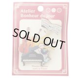 Atelier Bonheur du jour　木製ボタンピンブローチ　楽譜　ピアノと楽器　◇ゆうパケット発送可