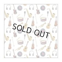 マイクロファイバー　クリーニングクロス　楽器総柄　15cm×15cm　◇ゆうパケット発送可