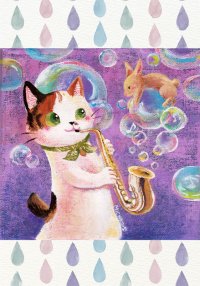 ポストカード　Strings Cat「ラはラッパのラ」　◇ゆうパケット発送可