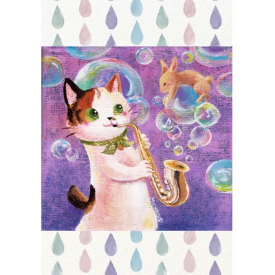 画像1: ポストカード　Strings Cat「ラはラッパのラ」　◇ゆうパケット発送可