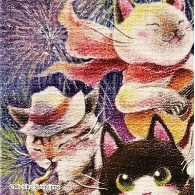 画像2: ジグレー絵画　Strings Cat「アップビート・サマー」　SM号