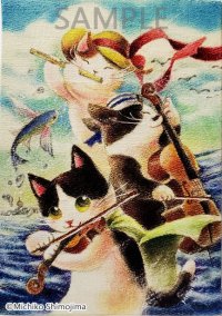 ジグレー絵画　Strings Cat「蒼海のヴィヴァーチェ」　SM号