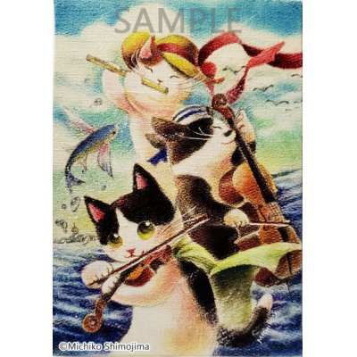 画像1: ジグレー絵画　Strings Cat「蒼海のヴィヴァーチェ」　SM号