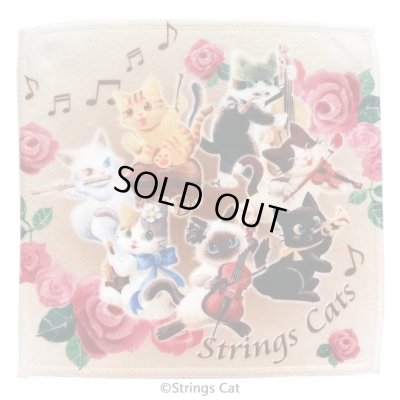 画像1: タオルハンカチ　Strings Cat「ねこのオーケストラ」　◇ゆうパケット発送可