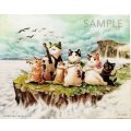 ジグレー絵画　Strings Cat「大空に希望を抱いて」　F3号