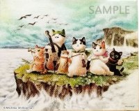ジグレー絵画　Strings Cat「大空に希望を抱いて」　F3号