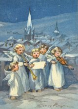 ポストカード　クリスマス　ケーガー「音楽を奏でる5人の天使」　◇ゆうパケット発送可