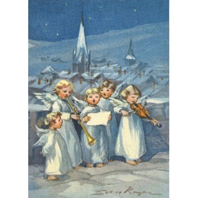 画像1: ポストカード　クリスマス　ケーガー「音楽を奏でる5人の天使」　◇ゆうパケット発送可