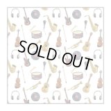 マイクロファイバー　クリーニングクロス　楽器総柄　19cm×19cm　◇ゆうパケット発送可