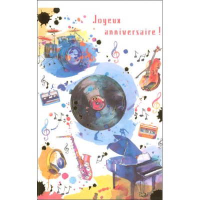 画像1: グリーティングカード 　誕生日　「音楽」　◇ゆうパケット発送可