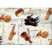 画像1: オックス生地　音楽　ホワイト　幅110cm×12m (1)