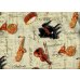 画像1: オックス生地　音楽　ベージュ　幅110cm×12m (1)