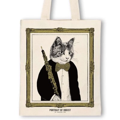 画像1: SomeMusicDesign　クラシックキャットトートバッグ　オーボエ