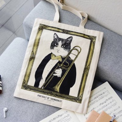 画像2: SomeMusicDesign　クラシックキャットトートバッグ　トロンボーン