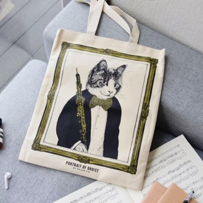画像2: SomeMusicDesign　クラシックキャットトートバッグ　オーボエ