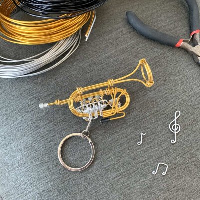 画像2: SomeMusicDesign　楽器ワイヤーキーホルダー　ロータリートランペット