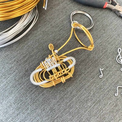 画像1: SomeMusicDesign　楽器ワイヤーキーホルダー　ロータリーチューバ
