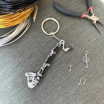 画像2: SomeMusicDesign　楽器ワイヤーキーホルダー　バスクラリネット