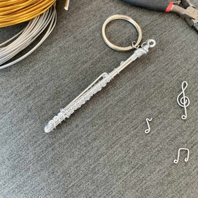 画像2: SomeMusicDesign　楽器ワイヤーキーホルダー　フルート
