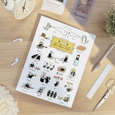 画像1: SomeMusicDesign　A4楽譜フォルダ　猫の音楽用語　30ポケット　◇ゆうパケット発送可