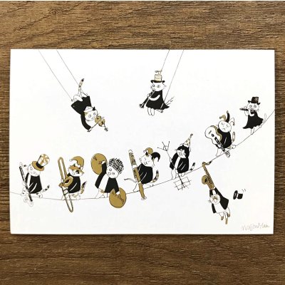 画像1: SomeMusicDesign　音楽サーカスはがき　綱渡り　◇ゆうパケット発送可