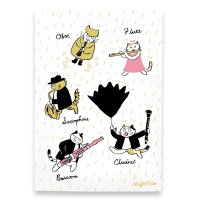 SomeMusicDesign　クラシックキャット四季はがき　春　木管　◇ゆうパケット発送可