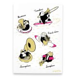 SomeMusicDesign　クラシックキャット四季はがき　夏　金管　◇ゆうパケット発送可