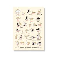 SomeMusicDesign　横罫線ノート　柴犬とハスキーの音楽用語　64ページ　◇ゆうパケット発送可