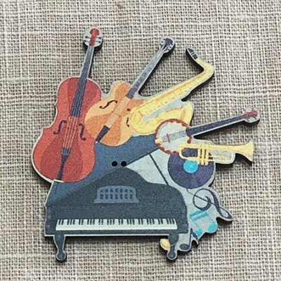 画像1: 木製ボタン　アトリエ ボヌール ドゥ ジュール　ピアノと楽器　◇ゆうパケット発送可