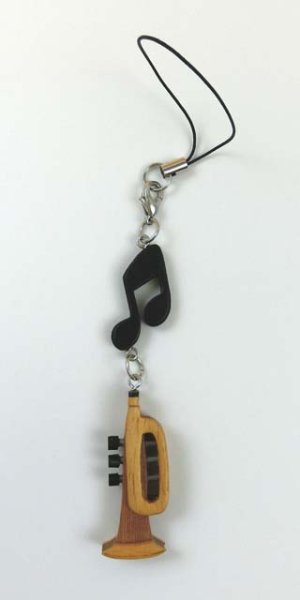 画像2: 木製ストラップB トランペット ◇ゆうパケット発送可 (2)