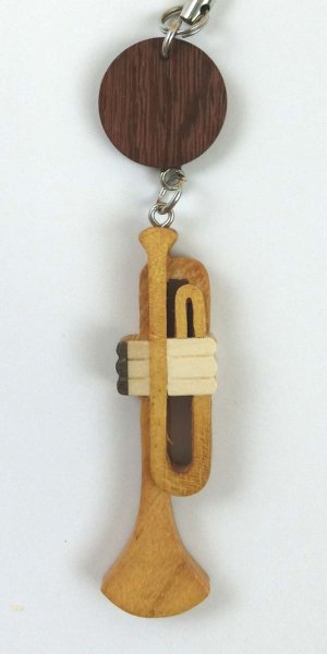 画像2: 手作りの木製ストラップ トランペット ◇ゆうパケット発送可 (2)