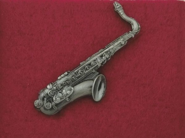 画像1: スタンダードブローチ テナーサックス シルバー (1)