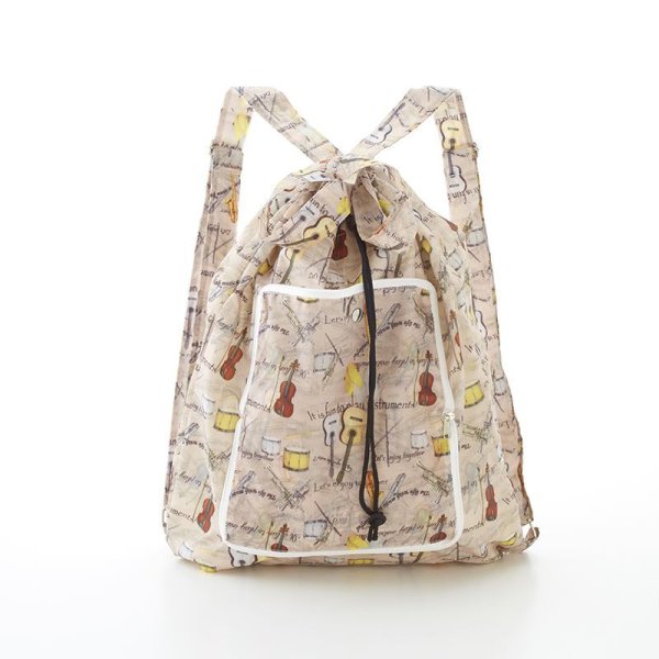画像2: 折りたたみリュックバッグ 楽器柄 ◇ゆうパケット発送可 (2)
