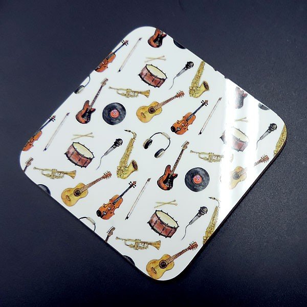 画像2: コースター　楽器総柄　◇ゆうパケット発送可 (2)