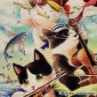 画像2: ジグレー絵画　Strings Cat「蒼海のヴィヴァーチェ」　SM号 (2)