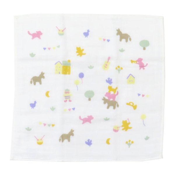 画像1: ハンカチタオル　天使のガーゼ　おはなしたおる　ブレーメンの音楽隊　◇ゆうパケット発送可 (1)