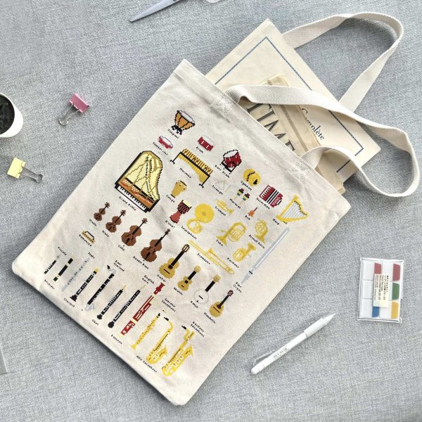 画像2: SomeMusicDesign　音楽トートバッグ　ピクセル楽器 (2)
