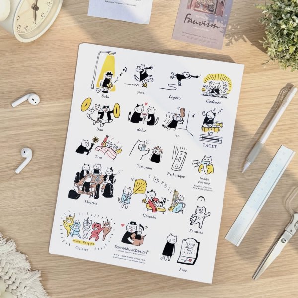 画像2: SomeMusicDesign A4楽譜フォルダ 猫の音楽用語 30ポケット ※在庫限り (2)