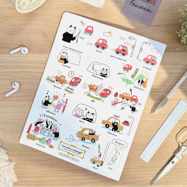 画像2: SomeMusicDesign A4楽譜フォルダ 交通の音楽用語 30ポケット (2)