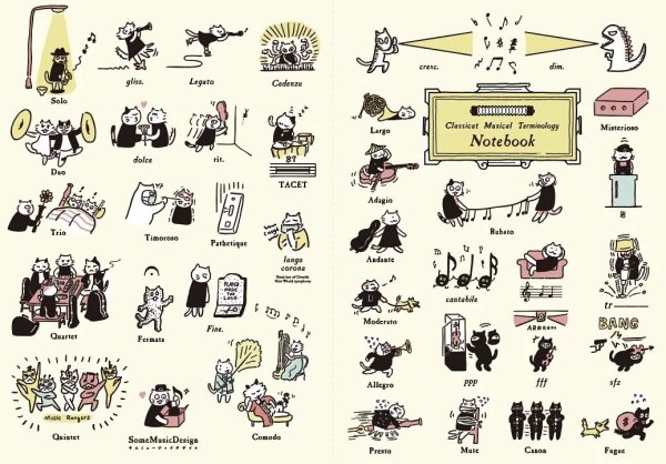 画像3: SomeMusicDesign 横罫線ノート 猫の音楽用語 64ページ ◇ゆうパケット発送可 (3)