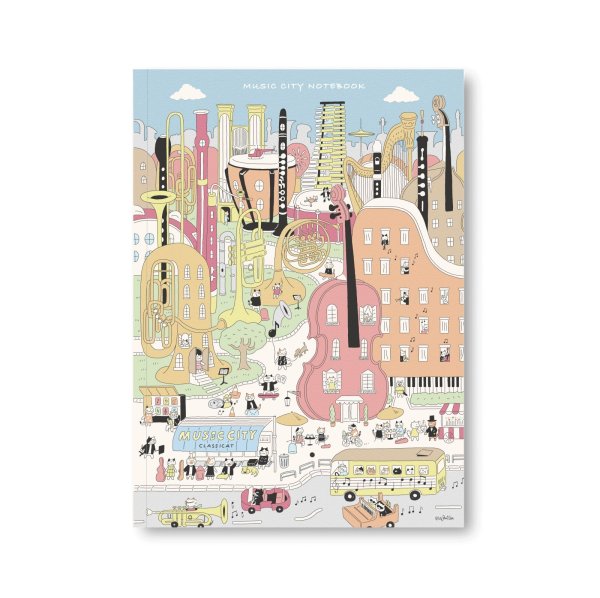画像1: SomeMusicDesign　横罫線ノート　音楽都市　64ページ　◇ゆうパケット発送可 (1)