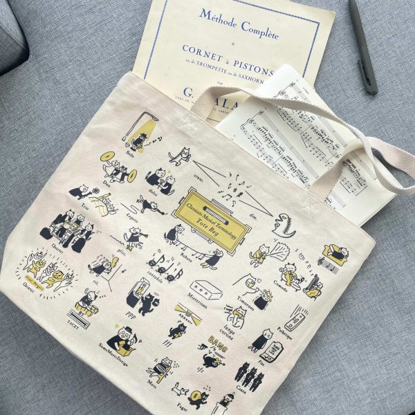 画像2: SomeMusicDesign　音楽トートバッグ　猫の音楽用語第二弾 (2)