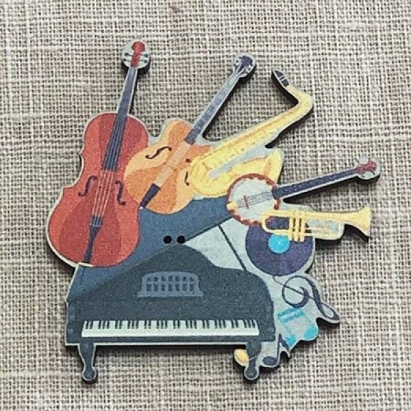 画像1: 木製ボタン　アトリエ ボヌール ドゥ ジュール　ピアノと楽器　◇ゆうパケット発送可 (1)